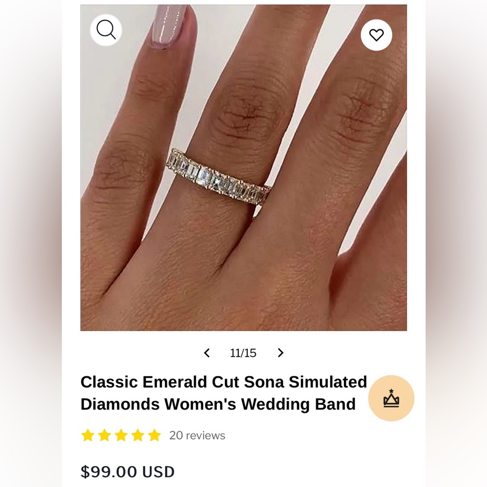 Gorgeous emerald cut wedding band. Size 4.5